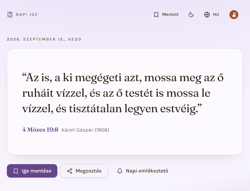 Daily Verse — magyar nyelvű nézet