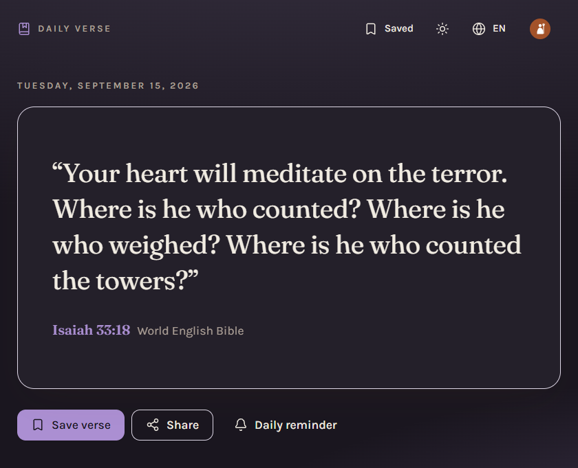 Daily Verse — angol nyelvű nézet